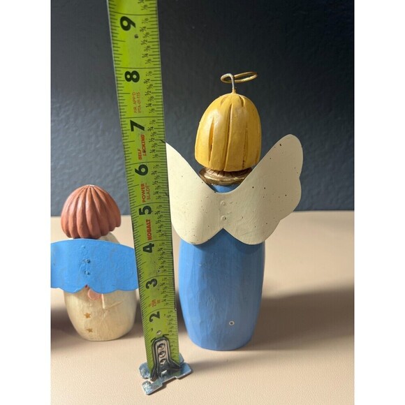 Vintage Set of 3 Midwest of Cannon Falls Wood Peace Love Joy Angel Figurines - Picture 9 of 9